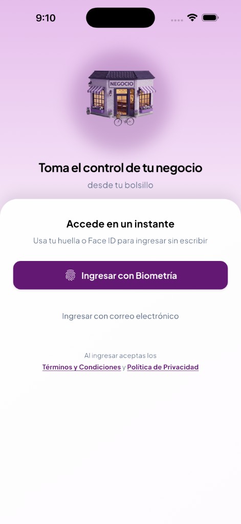 Inicio de sesión biométrico en Meniuz Business